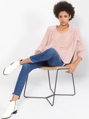 Current/Elliott Highwaist Stiletto Divina uneven Released Hem jeans Blue